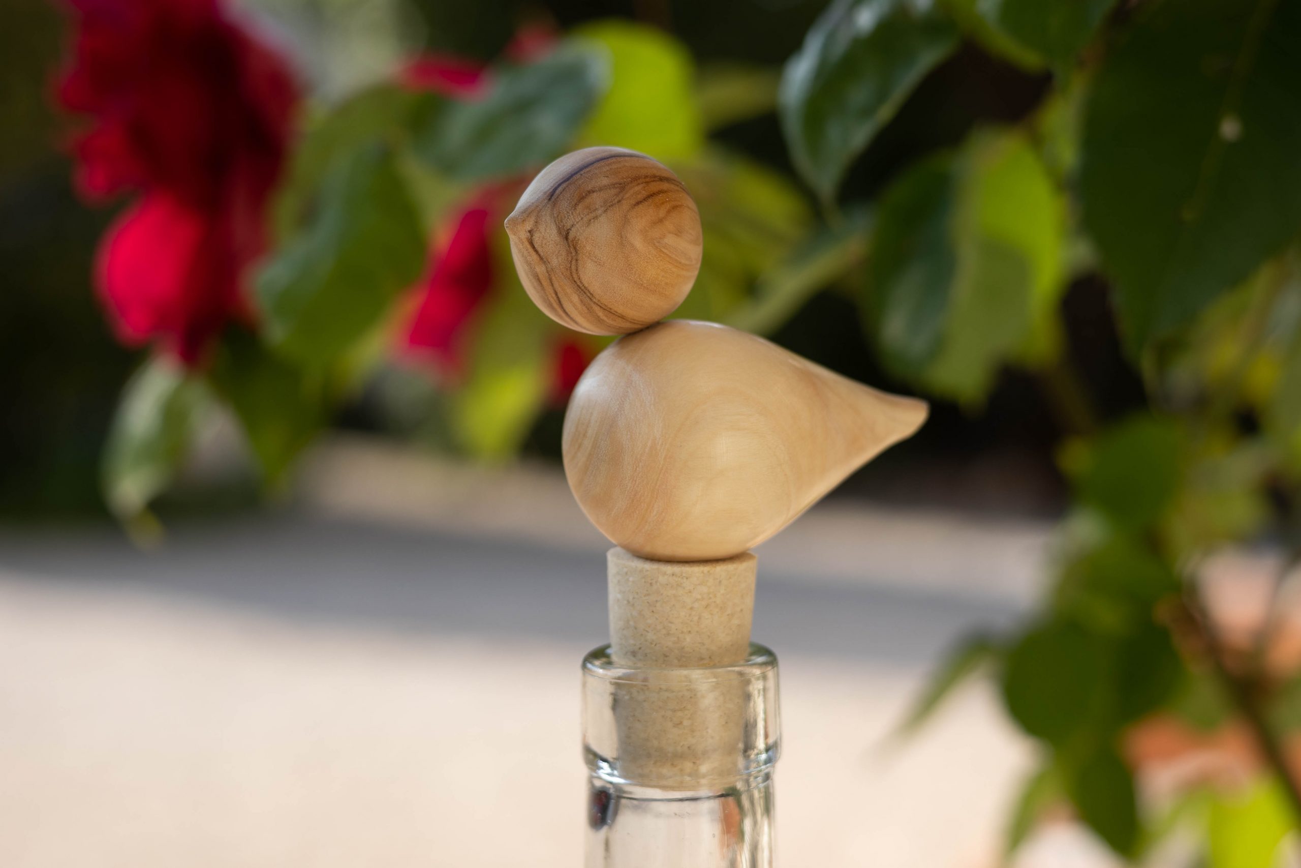 AtelierlaRenarde-Oiseau Olivier Bouchon de Bouteille fantaisie, oiseau en bois d'Olivier